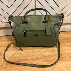 Beautiful hunter green Coach handbag.